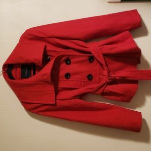 Zara Basic Red Wool Peacoat